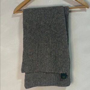 Doogan Donegal Ireland Wool Silk Tweed Knit Scarf Gray Flecked Ribbed Ireland